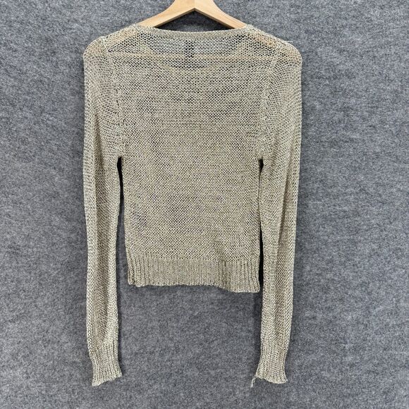 Windsor Knit Top Women L Large Gray Sheer Long Sleeve Round Neck Metallic Casual - Picture 2 of 7